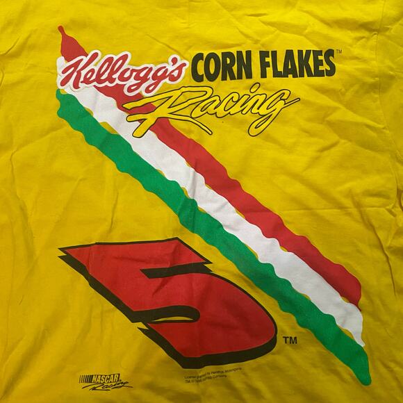 Vintage 1996 Terry Labonte Kellogg's NASCAR T-Shirt XL Yellow Single Stitch - Picture 3 of 7